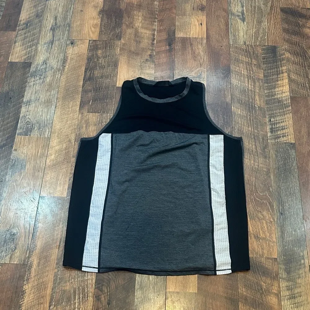 Black and Gray Sleeveless Top with White Accents XL (3280)